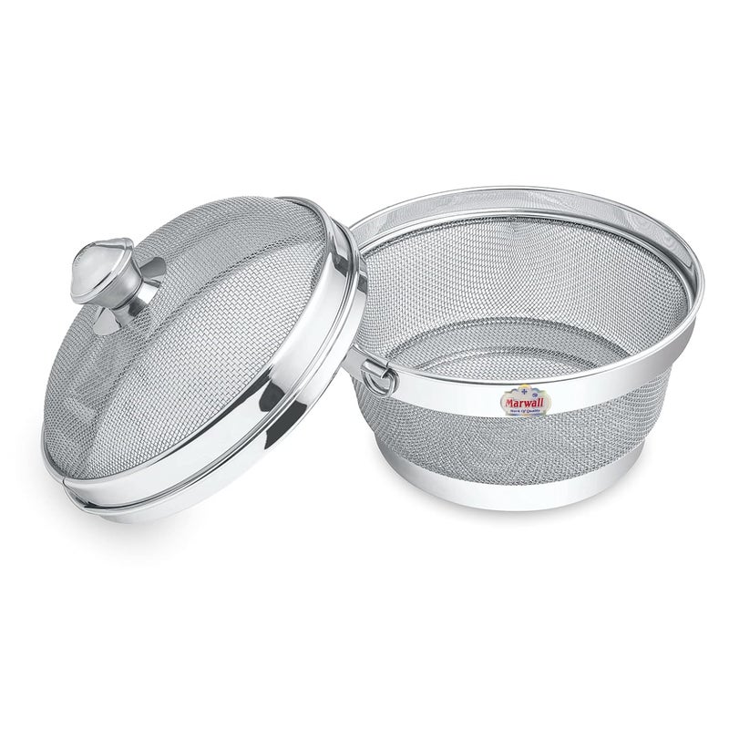 Marwall Stainless Steel Fruit Vegetable Fridge Basket with Cover Lid Net Basket with Cover 22cm 1 - Image 2