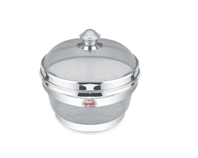 Marwall Stainless Steel Fruit Vegetable Fridge Basket with Cover Lid Net Basket with Cover 22cm 1 - Image 1