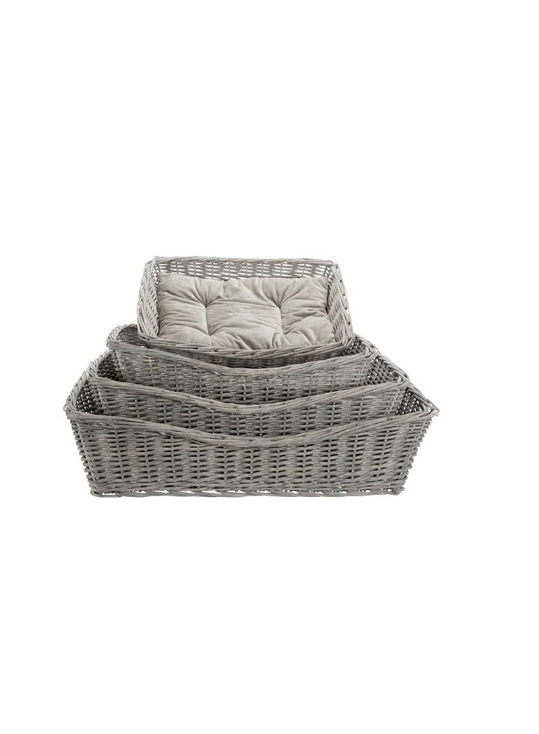 Trixie BE NORDIC Wicker Grey Basket With Cushion For Dogs - Image 1