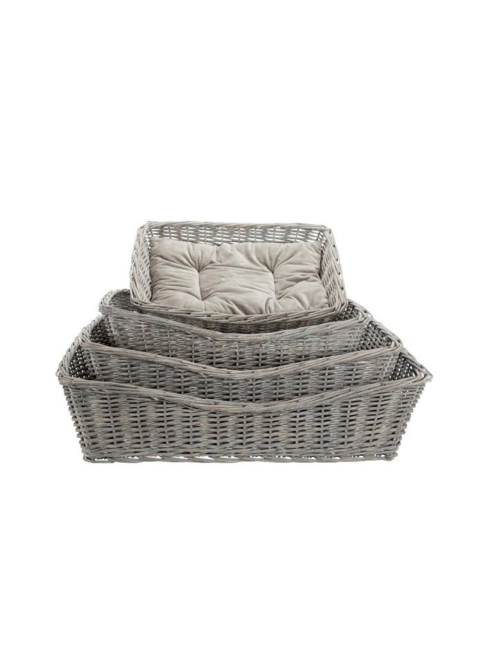 Trixie BE NORDIC Wicker Grey Basket With Cushion For Dogs - Image 3