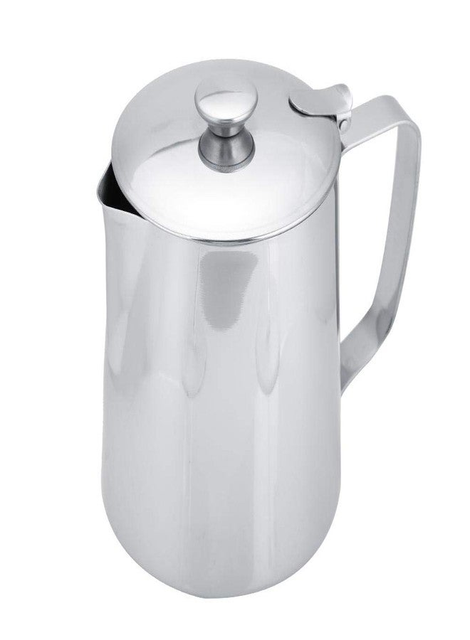 Fdit Stainless Steel Coffee Cup Mug Milk Frothing Pitcher Jug with Lid for Latte Coffee Art for Office Kitchen(1000mL) - Image 1
