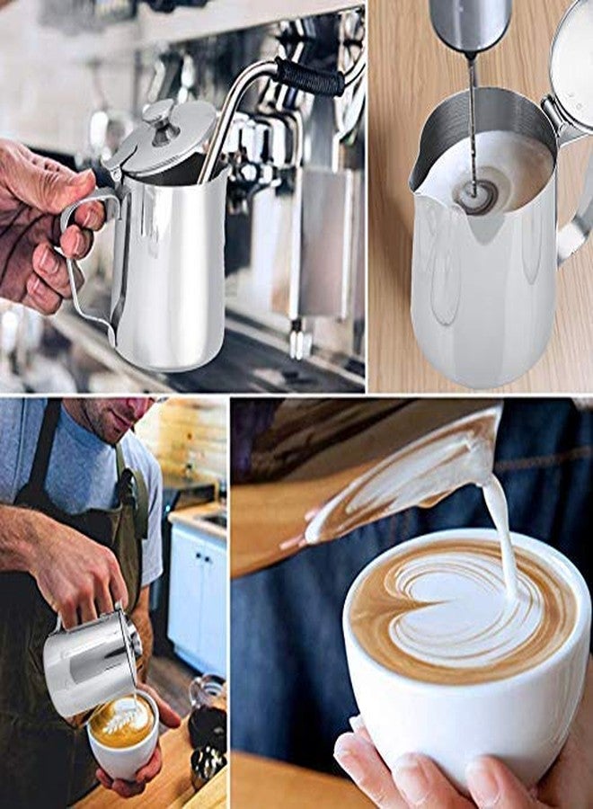 Fdit Stainless Steel Coffee Cup Mug Milk Frothing Pitcher Jug with Lid for Latte Coffee Art for Office Kitchen(1000mL) - Image 4