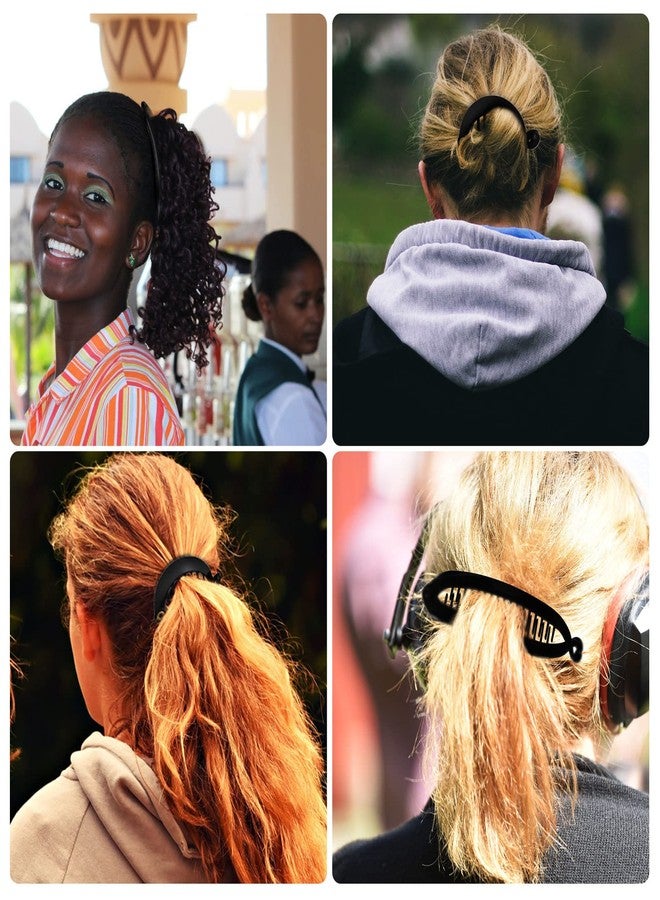 Chuangdi 9-Piece French Banana Comb Set - Fishtail & Round Banana Clips, Flexible Ponytail Holders, Interlocking Hair Styling Accessories for Women (Black) - Image 5