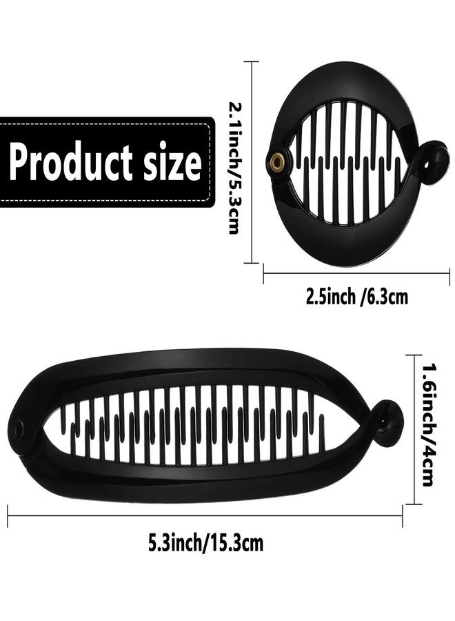 Chuangdi 9-Piece French Banana Comb Set - Fishtail & Round Banana Clips, Flexible Ponytail Holders, Interlocking Hair Styling Accessories for Women (Black) - Image 2