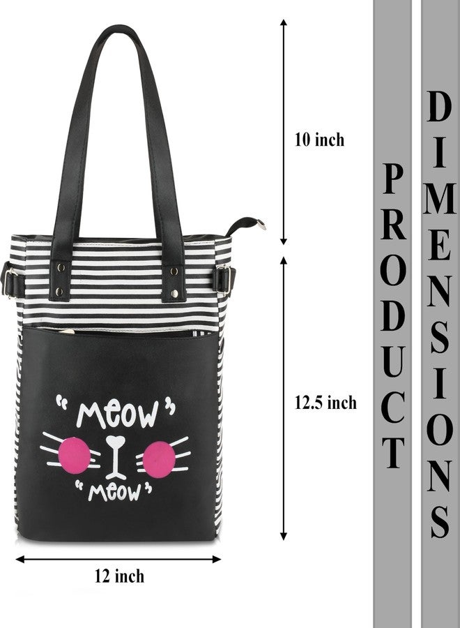 JAISOM Women's Tote Handbag | Stylish Shoulder Bag for Office, College, Casual & Party Use,Spacious & Lightweight (Moow Line 2_BZ) - Image 2