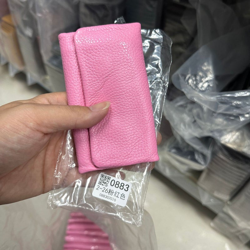 Three-Fold Leather Key Bag Cowhide Key Storage Bag Household Key Bag Zipper Coin Purse Large Capacity - Image 1