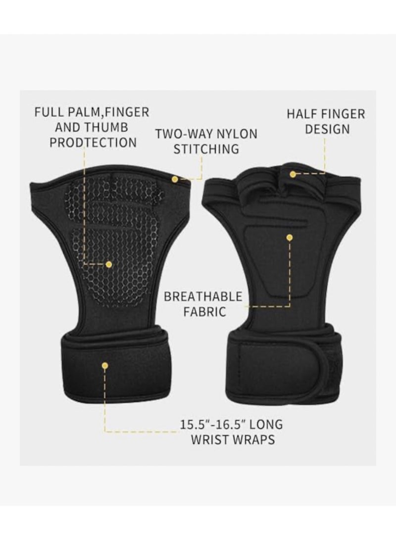 McMola Sport Gloves Weightlifting Gloves Wrist Wraps for Gym Fitness Dumbbell Workout Pull-ups Training Ventilated Palm Protection Men Women (Size: XL) - Image 2