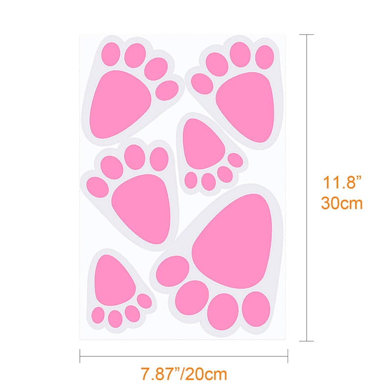 TUPARKA 6 Sheet 36 Pcs Easter Bunny Feet Home Floor Bunny Clings Decals Stickers for Easter Easter Party Game Decorations, Mixed Size - Image 2