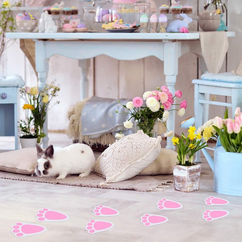 TUPARKA 6 Sheet 36 Pcs Easter Bunny Feet Home Floor Bunny Clings Decals Stickers for Easter Easter Party Game Decorations, Mixed Size - Image 4
