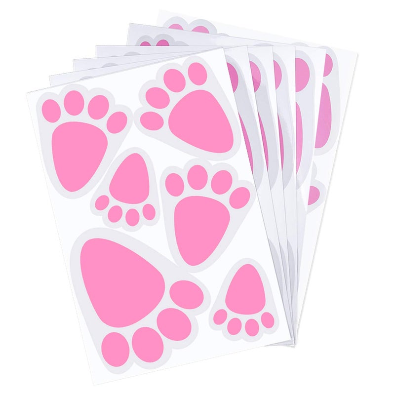 TUPARKA 6 Sheet 36 Pcs Easter Bunny Feet Home Floor Bunny Clings Decals Stickers for Easter Easter Party Game Decorations, Mixed Size - Image 1