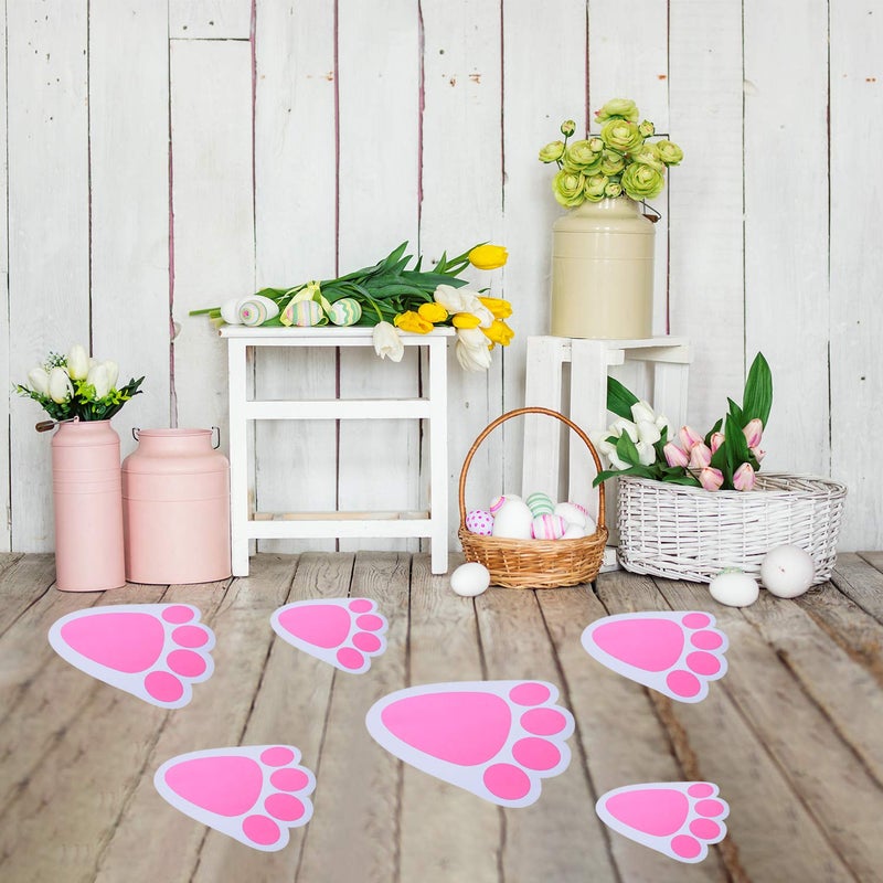 TUPARKA 6 Sheet 36 Pcs Easter Bunny Feet Home Floor Bunny Clings Decals Stickers for Easter Easter Party Game Decorations, Mixed Size - Image 5