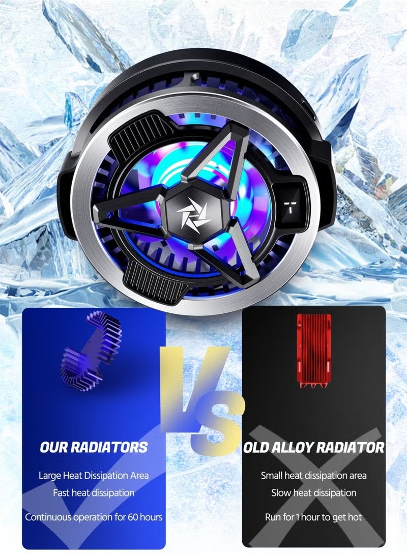 Magnetic Phone Cooler with Magnetic Charging, Portable Phone Cooling Fan, Universal Phone Fan Cellphone Radiator with RGB Light, Mini Phone Cooler - Image 3