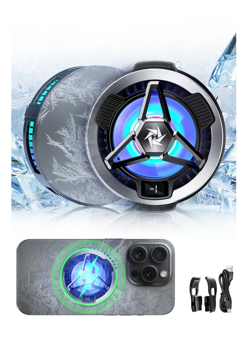 Magnetic Phone Cooler with Magnetic Charging, Portable Phone Cooling Fan, Universal Phone Fan Cellphone Radiator with RGB Light, Mini Phone Cooler - Image 1