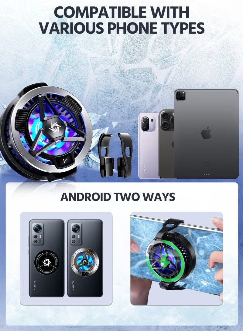 Magnetic Phone Cooler with Magnetic Charging, Portable Phone Cooling Fan, Universal Phone Fan Cellphone Radiator with RGB Light, Mini Phone Cooler - Image 5