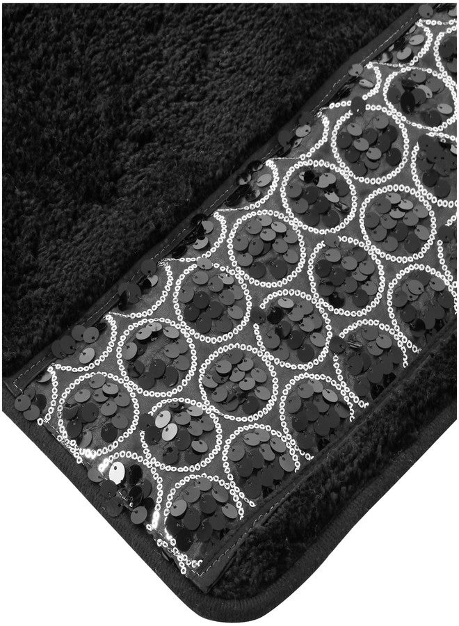 Popular Bath Sinatra Black Bathroom Rug Classic Luxury Bath Rug Contemporary Decor Black Bath Mat for Shower Unique Design Stylish Bling Mosaic, size 32" x 21", Black - Image 2