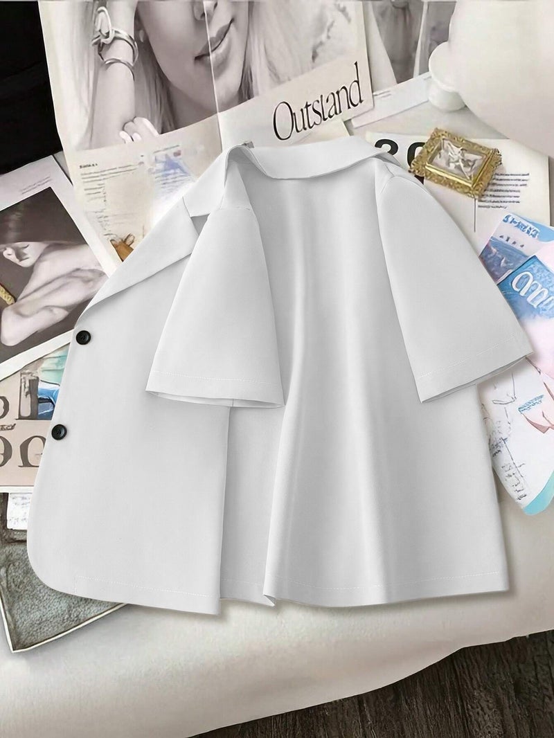 French Style Short Sleeve Blouse Women Summer Thin Fit Top