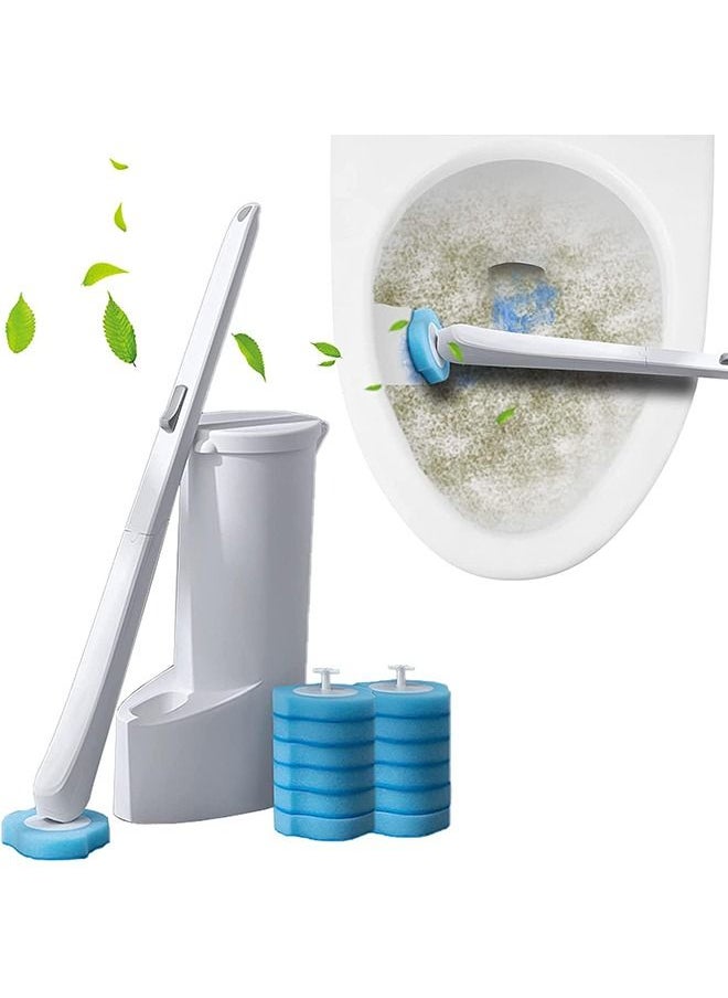 Arabest Disposable Toilet Bowl Cleaning Brush, Disposable Brush Head with 16 Refills Dissolving Wands Replacement Sponge Brush Heads, Soft Toilet Cleaner Brush for Bathroom Toilet Cleaning  - Image 1
