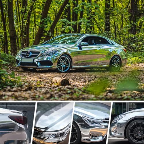 LIVECOOL Silver Vinyl Wrap, Mirror Chrome Silver Self Adhesive Car Wrap Vinyl Sticker Decal Film Sheet DIY Auto Air Release for Car Motorcycles Interior Exterior (Silver, 12 X 48 Inch) - Image 4