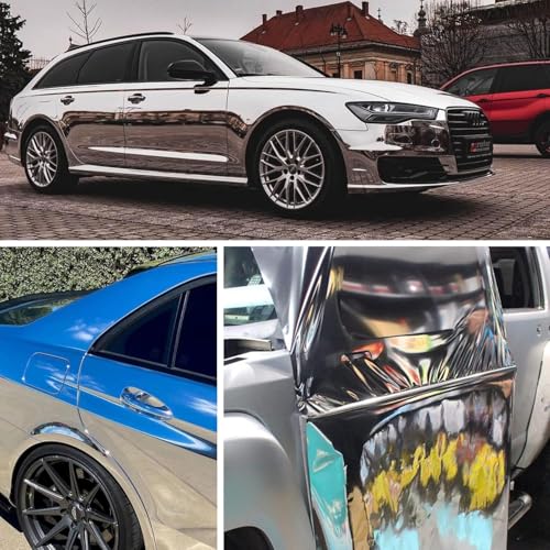 LIVECOOL Silver Vinyl Wrap, Mirror Chrome Silver Self Adhesive Car Wrap Vinyl Sticker Decal Film Sheet DIY Auto Air Release for Car Motorcycles Interior Exterior (Silver, 12 X 48 Inch) - Image 5