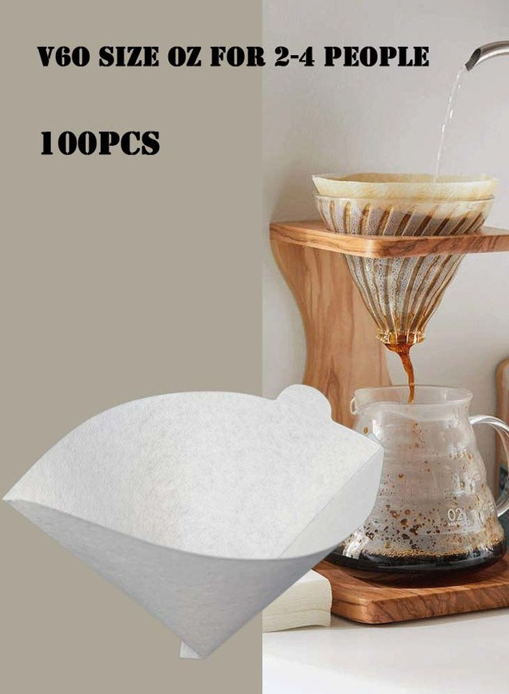 LeadMy V60 Filter Size 02 White 100 Piece Coffee Paper Filter Coffee Maker Accessories Coffee Filter 16x12x11cm - Image 1