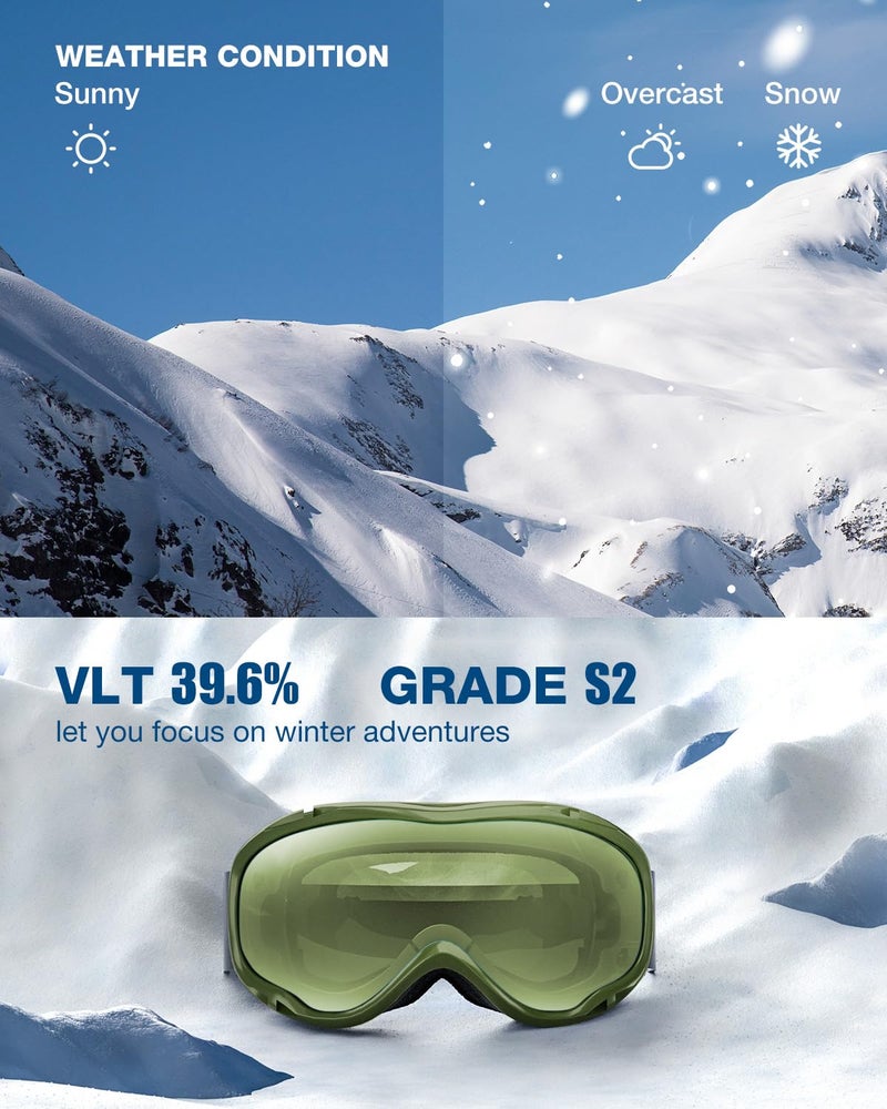 ZIONOR Lagopus Ski Snowboard Goggles UV Protection Anti fog Snow Goggles for Men Women Adult Youth - Image 2
