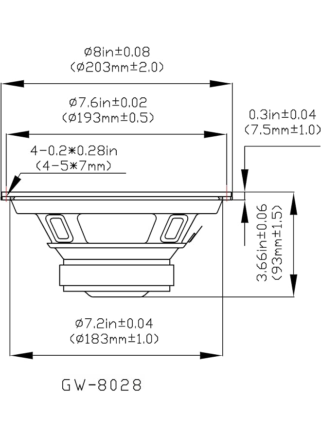 مكبر صوت بديل محيطي مطاطي مقاس 8 بوصات، بقوة 190 واط و8 أوم، أسود، Gw-8028 - Image 2