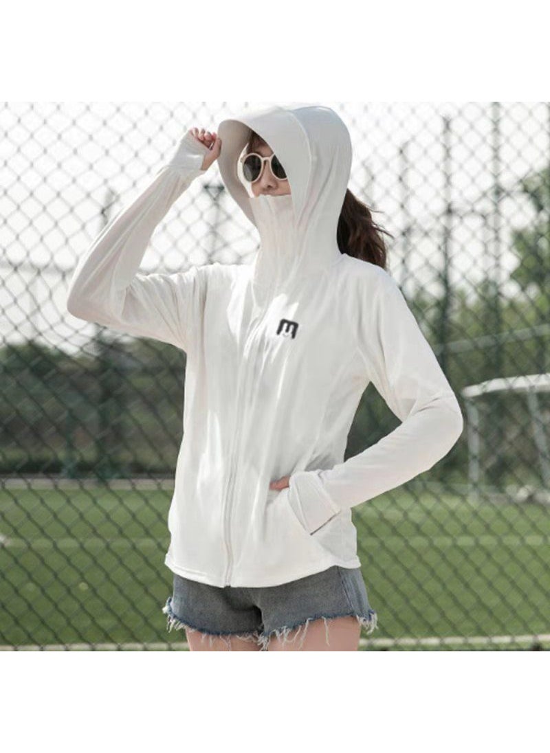 Generic - 2023 Summer Breathable UV Protection Sunscreen Jacket with Hood White (upgraded model) - Image 1