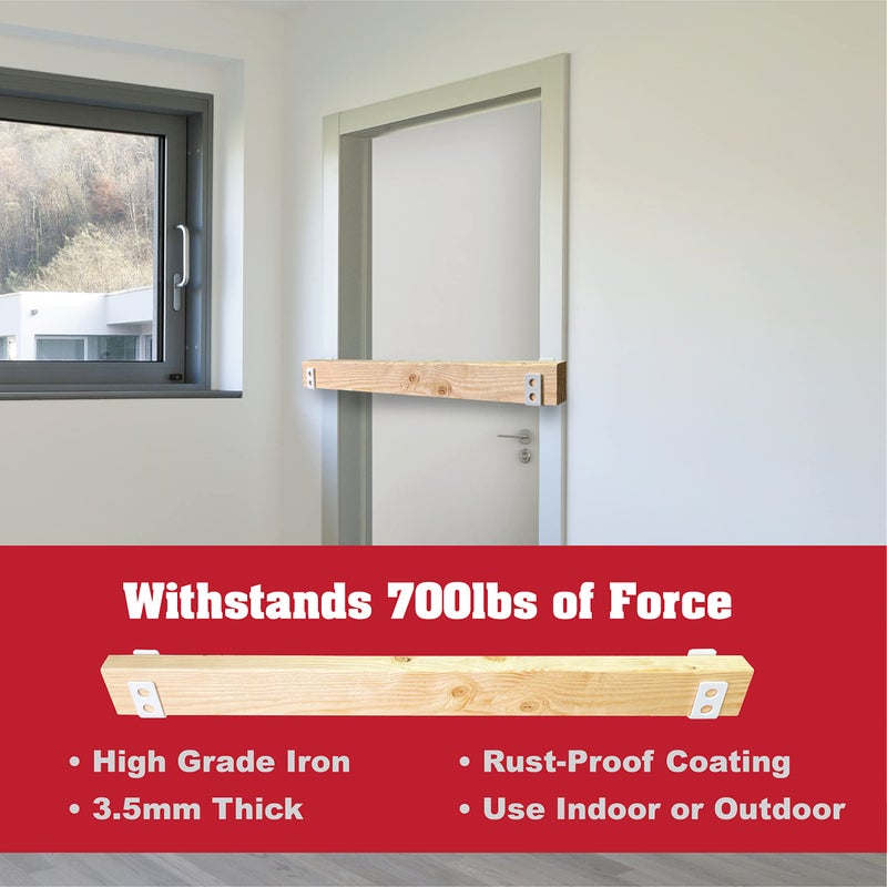 Securityman Heavy Duty 2X4 Door Barricade Brackets - Kick Proof Up To 700Lbs Install In Minutes -(2Pc) Thick 3.5Mm Iron Metal U Bracket - Gate Bar Holder For Indoor/Outdoor Door Security Brace Bar - Image 4