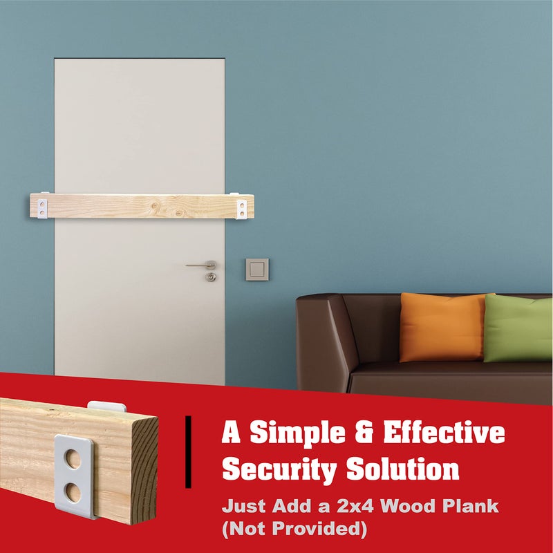 Securityman Heavy Duty 2X4 Door Barricade Brackets - Kick Proof Up To 700Lbs Install In Minutes -(2Pc) Thick 3.5Mm Iron Metal U Bracket - Gate Bar Holder For Indoor/Outdoor Door Security Brace Bar - Image 2