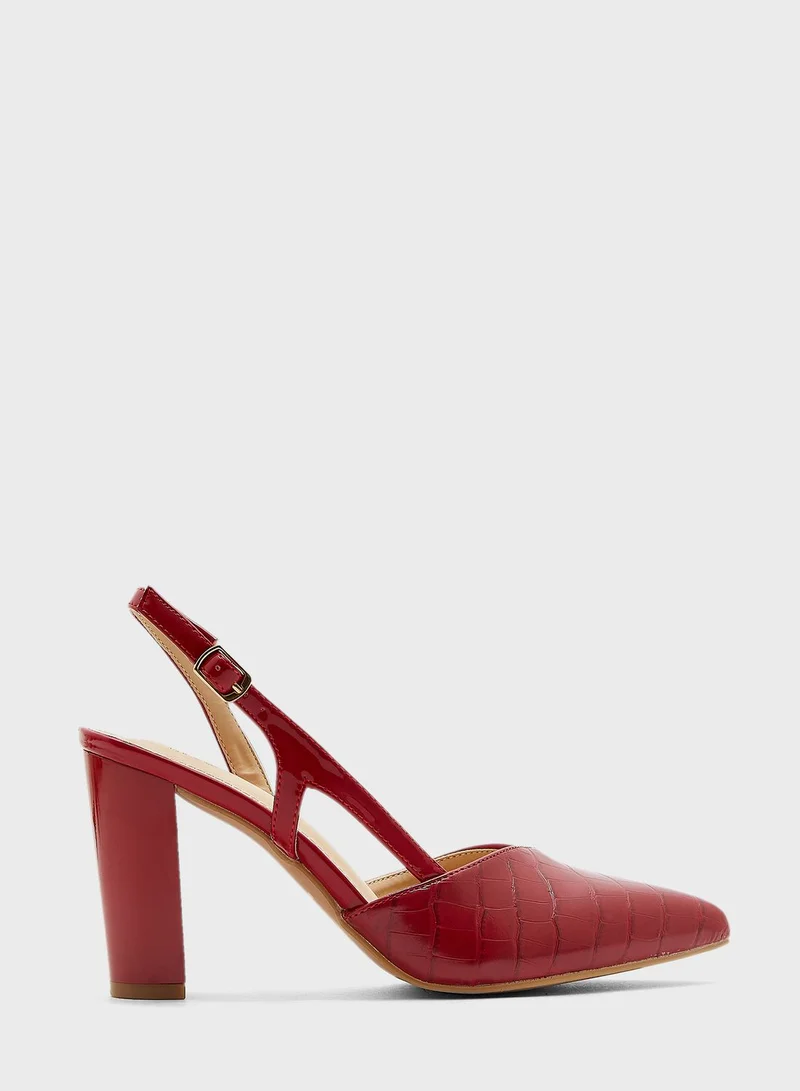ELLA Croc Effect Cutout Strap Pointed Pump