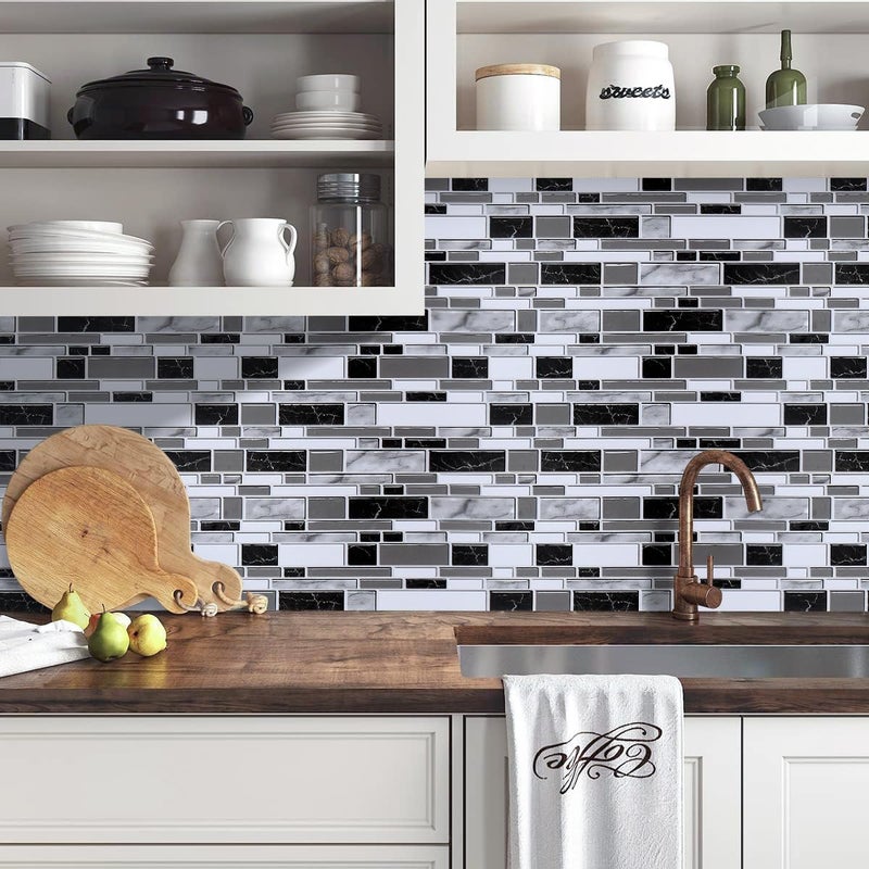 Livebor Peel and Stick Kitchen Wallpaper Backsplash Wall Paper for Kitchen 11.8inch x 78.7inch Backsplash Tiles Wallpaper Peel and Stick Waterproof Countertop Contact Paper for Bathroom Cabinet - Image 5