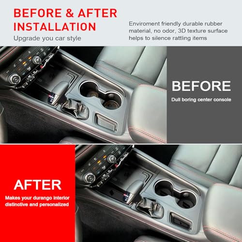 REMOCH Cup Holder Inserts for Dodge Durango Accessories 2021 2022 2023 2024 2025 2026 Center Console Mat Custom Fit Silicone Cup Liners Pads Interior Decoration (5pcs/Set, Black) - Image 2