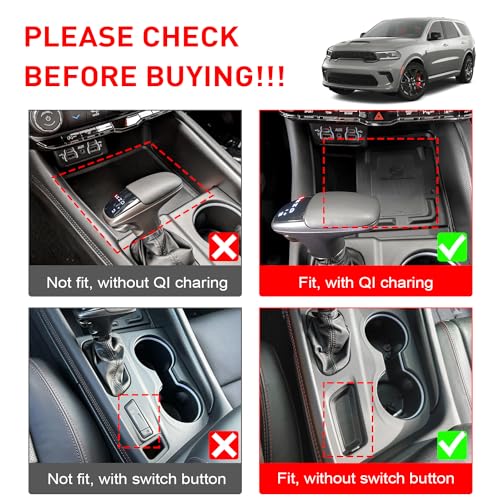 REMOCH Cup Holder Inserts for Dodge Durango Accessories 2021 2022 2023 2024 2025 2026 Center Console Mat Custom Fit Silicone Cup Liners Pads Interior Decoration (5pcs/Set, Black) - Image 3