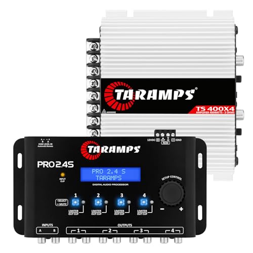 Taramp's تارامبس TS 400x4 2 أوم مضخم صوت سيارة متعدد القنوات من فئة D 400 واط RMS 4 قنوات + حزمة تارامبس برو 2.4s DSP معالج إشارة رقمية وموازن، عبوة 2 - Image 1