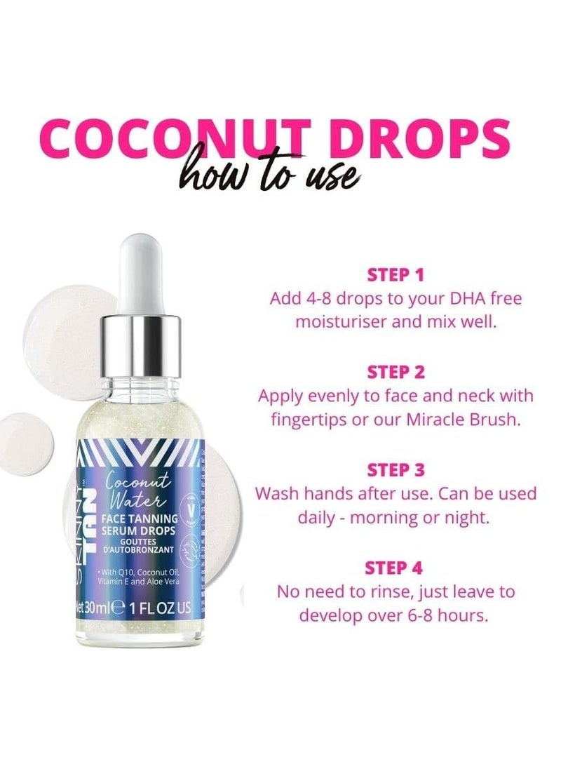 Skinny Tan Skinny Tan Water Coconut Face Tanning Serum Drops - Enrich with Vitamin E and Aloe Vera - Helps Even Skin Tone - Enhance Your Complexion - Leaves Long-Lasting, Tropical Sun-Kissed Radiance - 1 oz  - Image 2