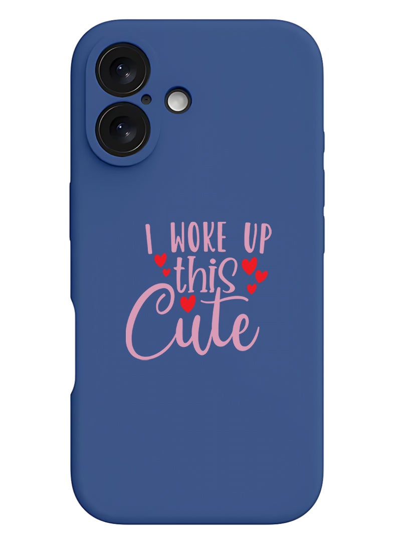 Theodor Protective Slim Fit Case Liquid Silicone Cover with Full Body Protection Anti-Scratch Shockproof Case For Apple iPhone 17 (Blue) i woke up this cute - Image 1