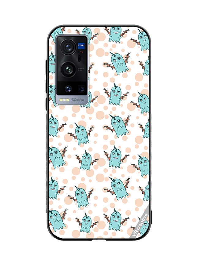 VR CREATIVE Protective Case Cover For Vivo X60 Pro Plus White Background, Pattern Cute Blue Monsters, Emotions Stickers Design Multicolour - Image 1