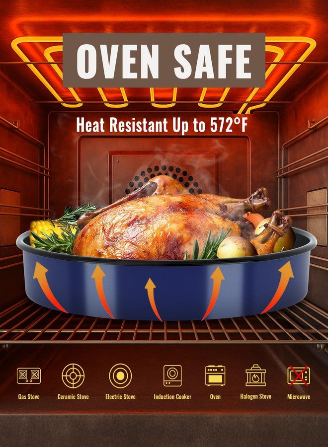MCCSI Enamel Baking Pans Set Round Roasting Dish 4-Pack 9/10/12/14 Inch Non Stick Large Bakeware for Cake Bread Pie Pizza Turkey Steak, Non-Toxic Carbon Steel Oven Dishwasher Safe Thanksgiving Cookware - Image 4