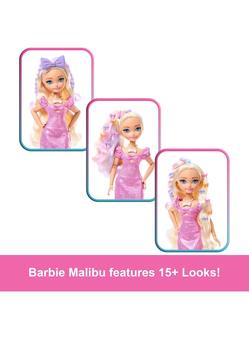 Barbie Dream Get Ready Malibu Fashion Doll with Stylized Hair – Includes Surprise Hair Accessories, 15+ Styling Looks, Collectible Doll - Image 3