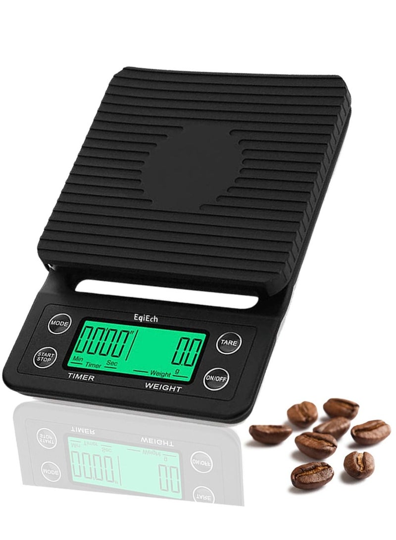 EqiEch 3kg/0.1g Mini Digital Coffee Scale(Battery Included) with Timer,Suitable for Espresso and V60 Pour Over Coffee,Cooking Baking Weighting - Image 1