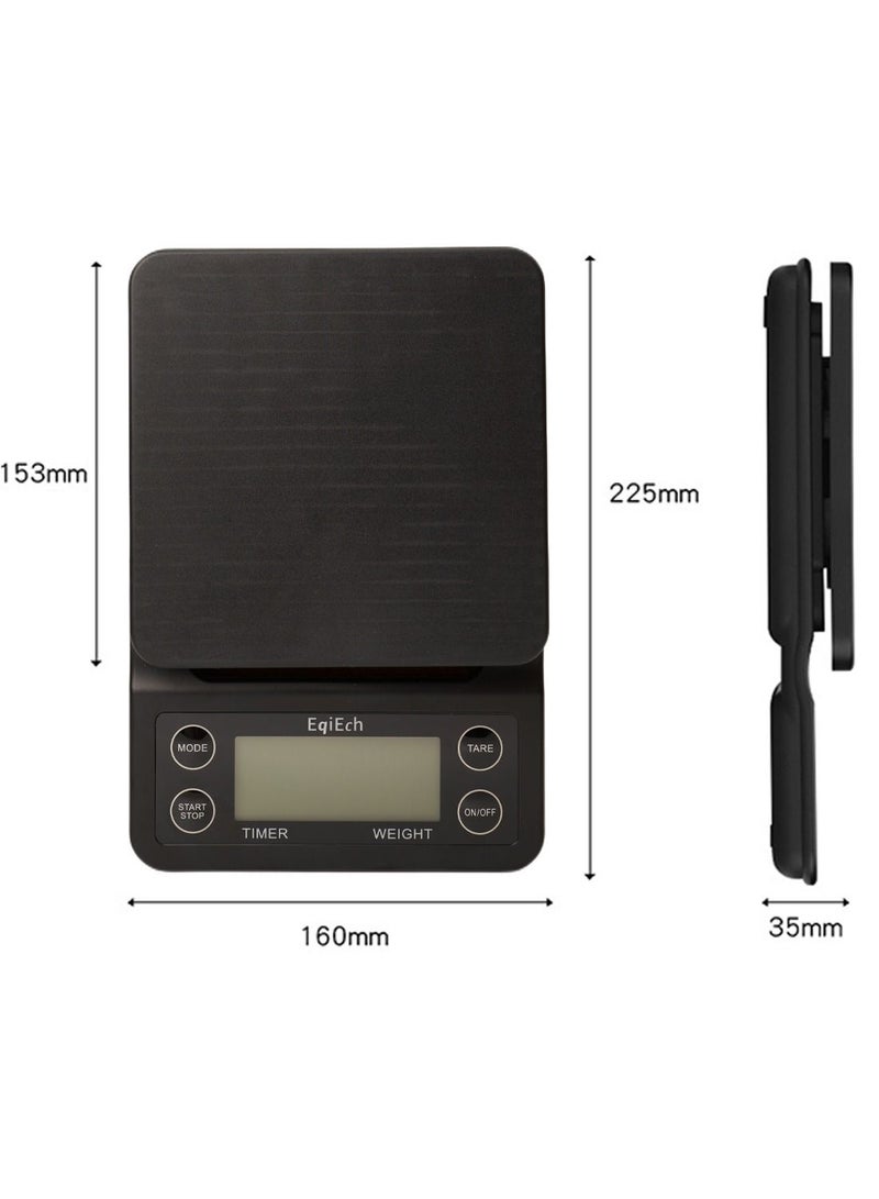 EqiEch 3kg/0.1g Mini Digital Coffee Scale(Battery Included) with Timer,Suitable for Espresso and V60 Pour Over Coffee,Cooking Baking Weighting - Image 4