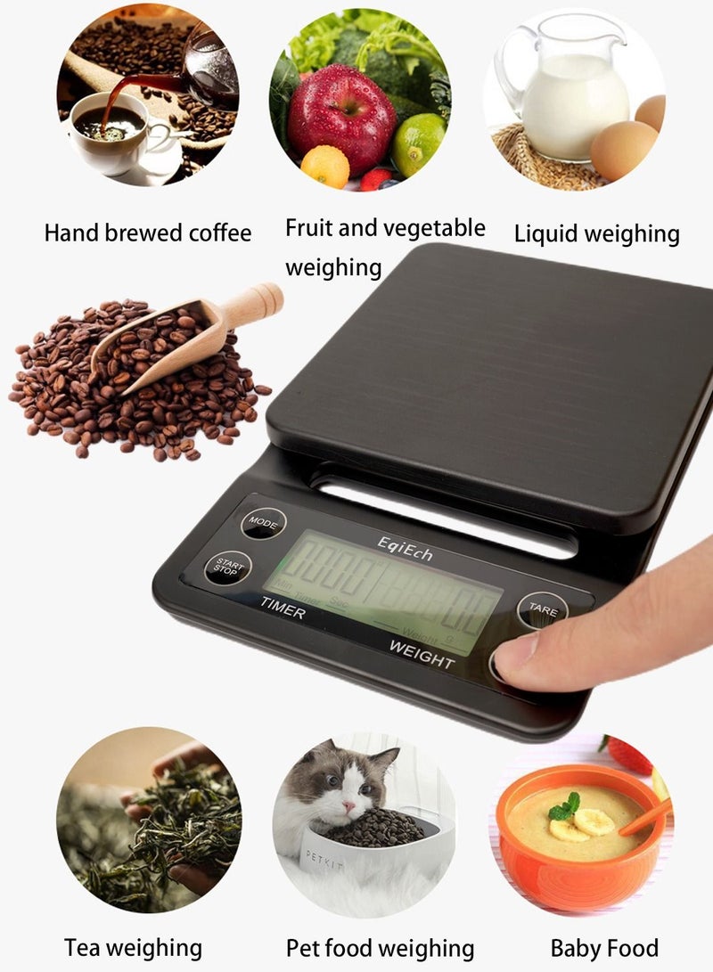 EqiEch 3kg/0.1g Mini Digital Coffee Scale(Battery Included) with Timer,Suitable for Espresso and V60 Pour Over Coffee,Cooking Baking Weighting - Image 5