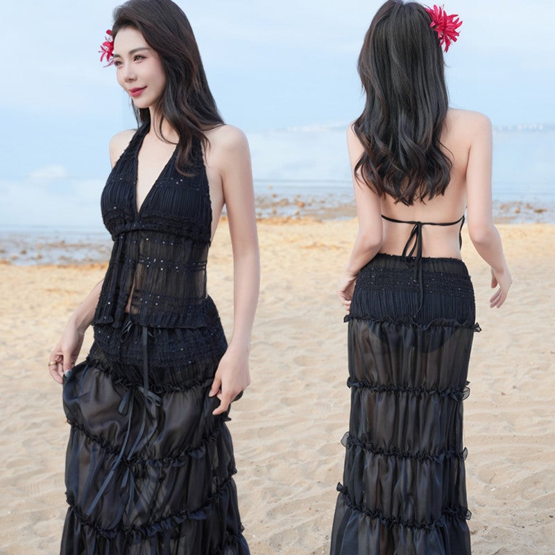 Thai Seaside Vacation Wear for Women, Pure Lust, Sexy Backless Halterneck Dress, Super Fairy Seaside Swimsuit for Women, New Style - Image 1