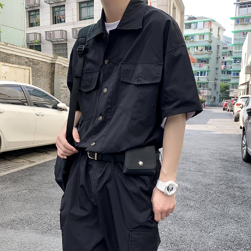 Workwear Jumpsuit Men's Loose Casual Suit Summer Fashion Brand Cropped Pants Straight Hip-hop Street Menswear - Image 4