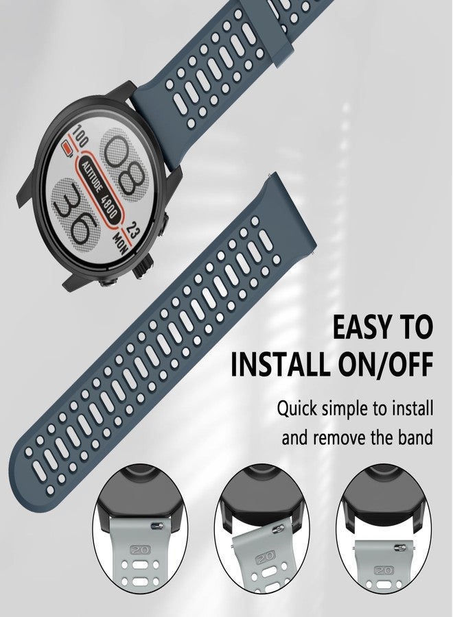 MYSNBKN Compatible with Coros Pace 2/Apex 42mm/Apex 2 Watch Bands, 20mm Quick Release Watch Band Sport Silicone Watch Strap Breathable Wristband for Women Men - Image 3