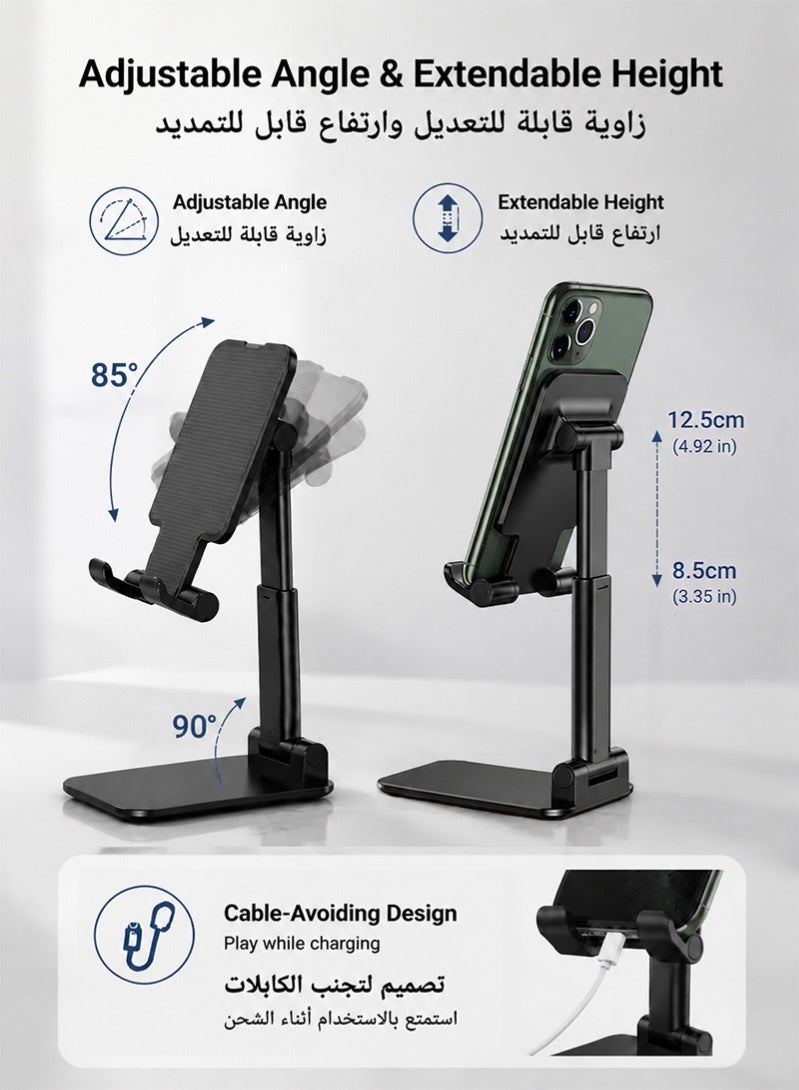 ZAFRA 2-in-1 Adjustable Laptop Stand & Liftable Phone Holder | 10-Level Ergonomic Foldable Laptop Riser for MacBook Air Pro & Tablets | Height Adjustable Phone Stand | Portable Cooling Desk Stand with Anti-Slip Base & Desk Organizer for Home Office & Study - Image 3