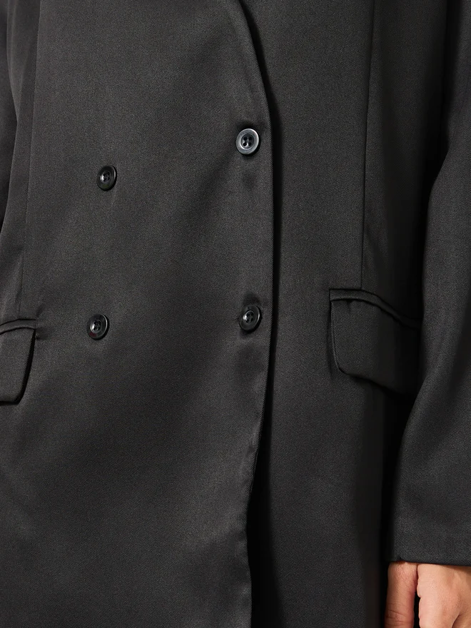Styli Styli Solid Regular Fit Regular Length Double Breasted Blazer