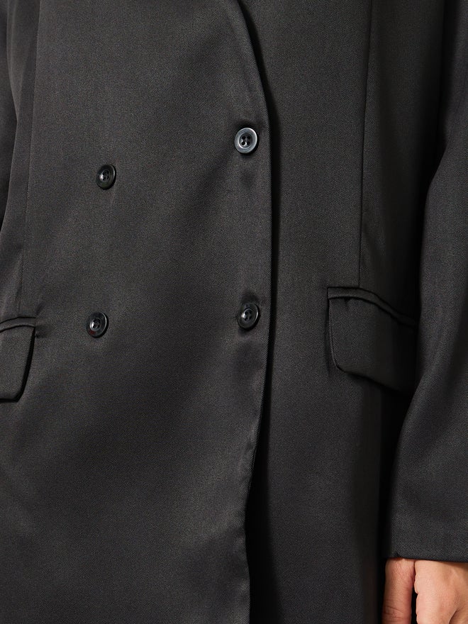 Styli Styli Solid Regular Fit Regular Length Double Breasted Blazer  - Image 4