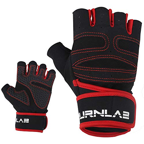 BURNLAB Gym Gloves with Wrist Support (Red, Medium) - Image 5