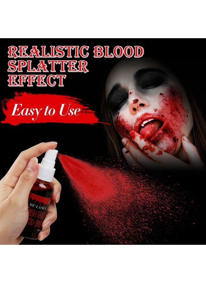 BEUSELF - 2 Psc Washable Fake Blood Sprayhalloween Fake Blood Splatter De'Lanci Liquid Blood For Clothesskin And Eye Dropssquirt Fake Blood Makeup For Vampire Monster Zombie Bride And Costumes100G(3.53 Oz) - Image 1